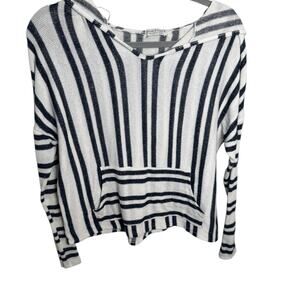 Anthropology Paper Crane Striped Knit Sweater Lightweight Beach Boho kangaroo MD
